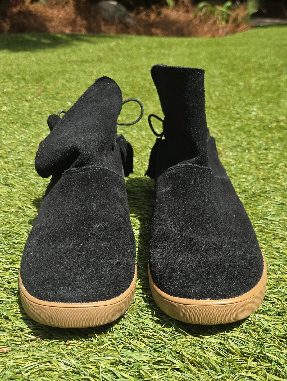 Koolaburra Black Suede Ankle Booties with Tan Sole